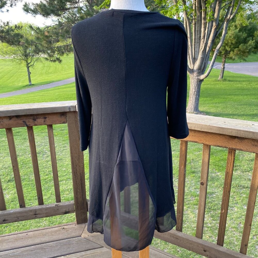 Arianna by Howard's Womens Tunic Dress S/M Black Knit Short Sleeves Boat Neck - Picture 3 of 12